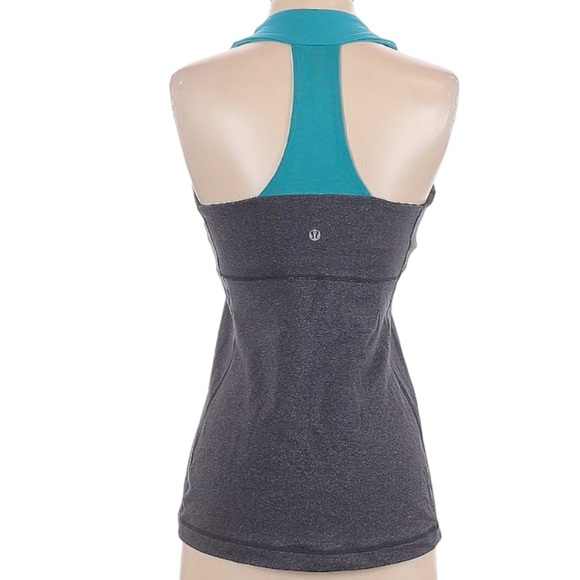 Lululemon Racerback Scoop Neck Tank with COOLMAX tech in Gray and Teal. Size 8. - Picture 2 of 7